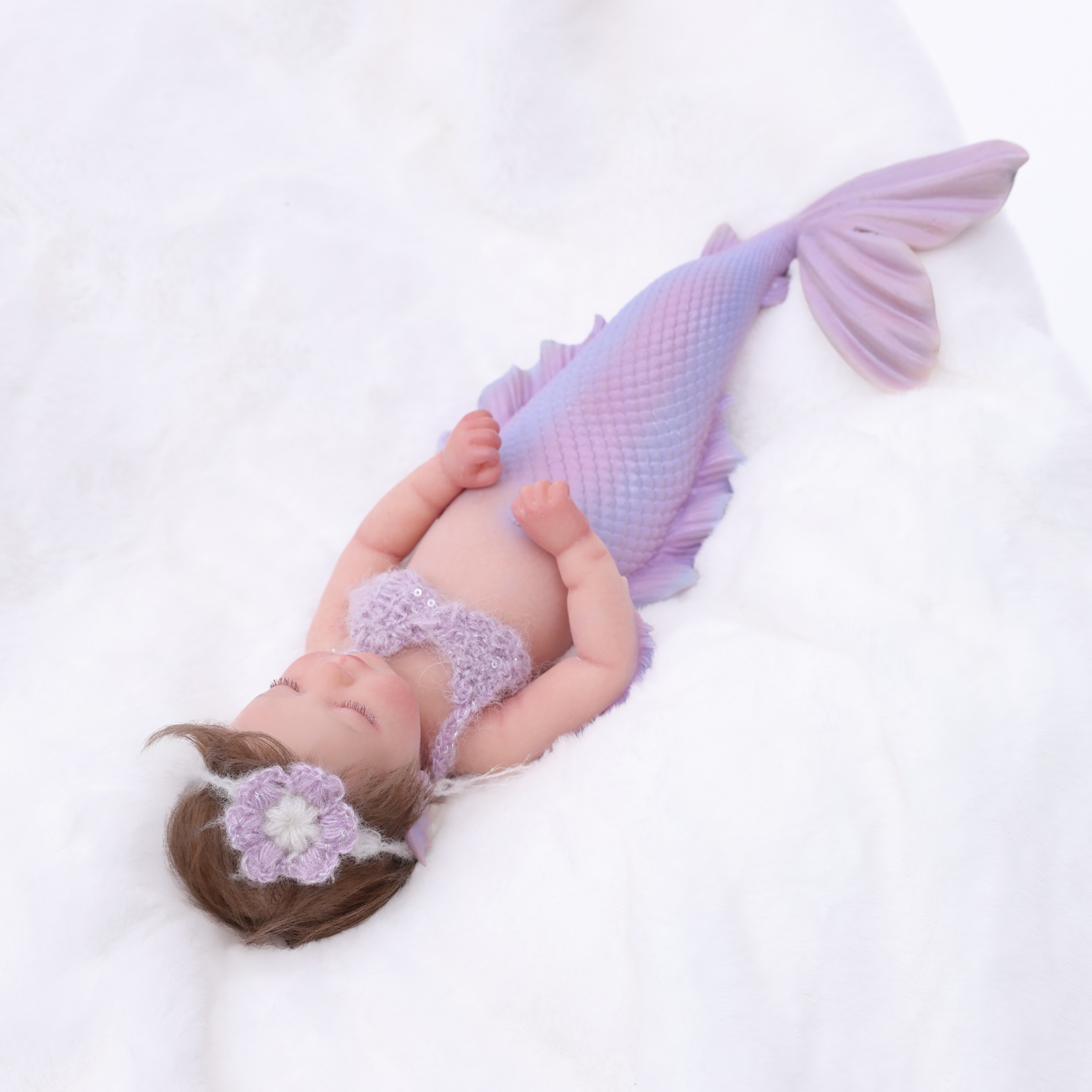 30cm/12inch Silicone mermaid handmade hair transplant simulated skin is soft, pinchable and washable