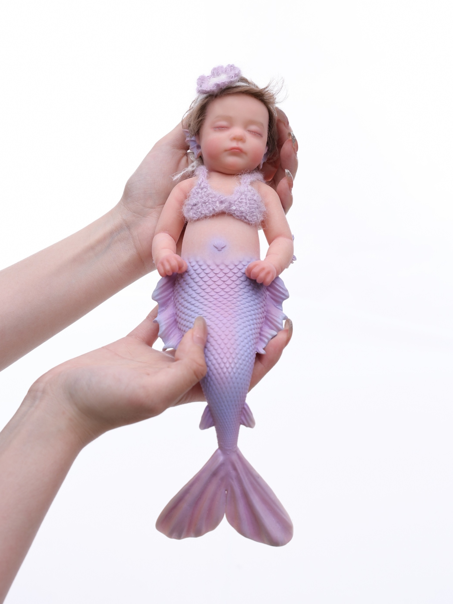 30cm/12inch Silicone mermaid handmade hair transplant simulated skin is soft, pinchable and washable