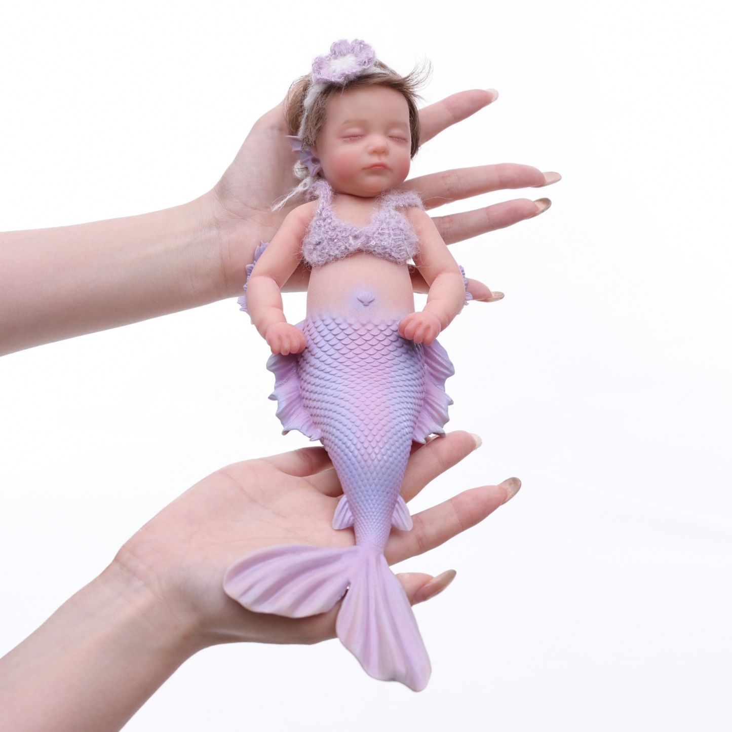 30cm/12inch Silicone mermaid handmade hair transplant simulated skin is soft, pinchable and washable
