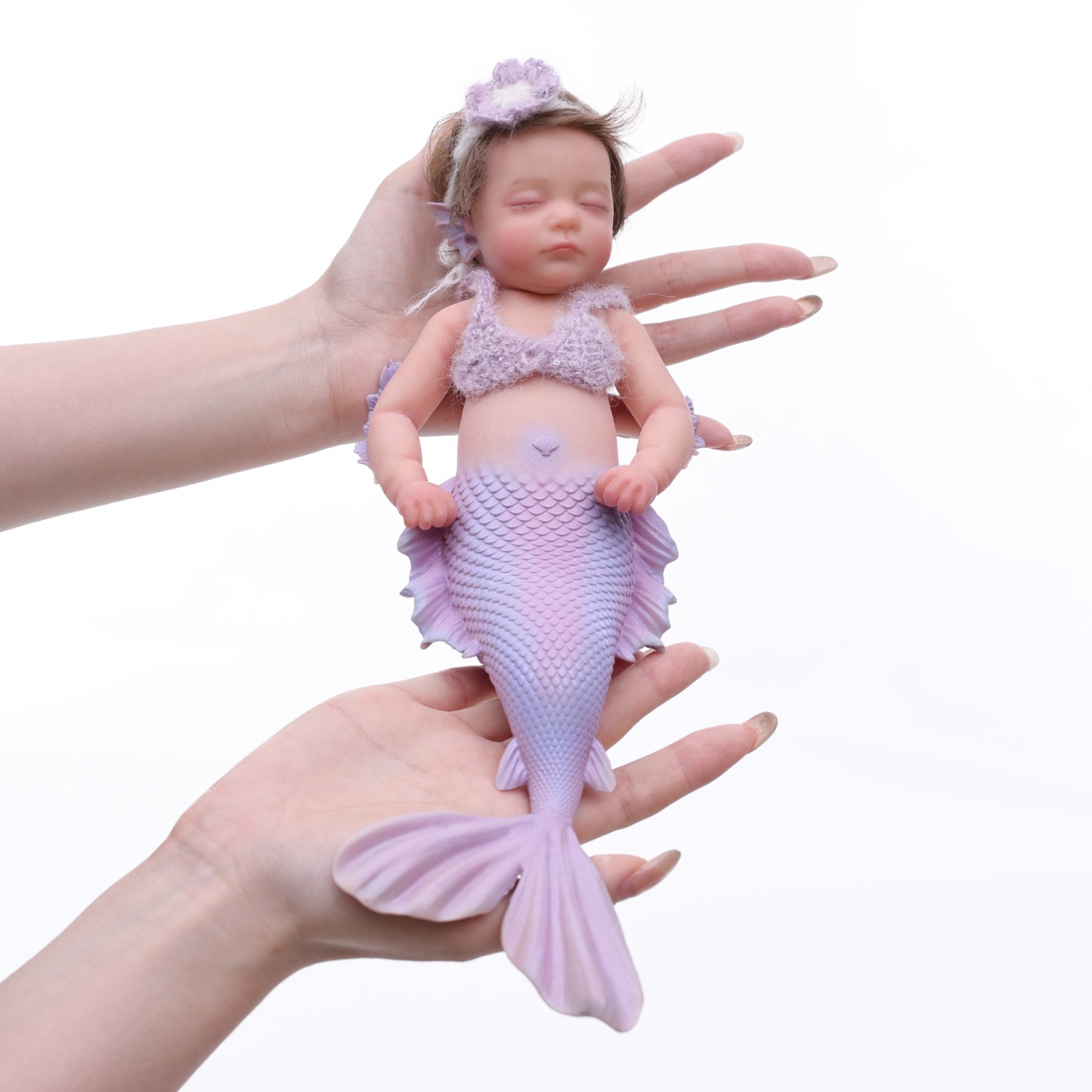 30cm/12inch Silicone mermaid handmade hair transplant simulated skin is soft, pinchable and washable