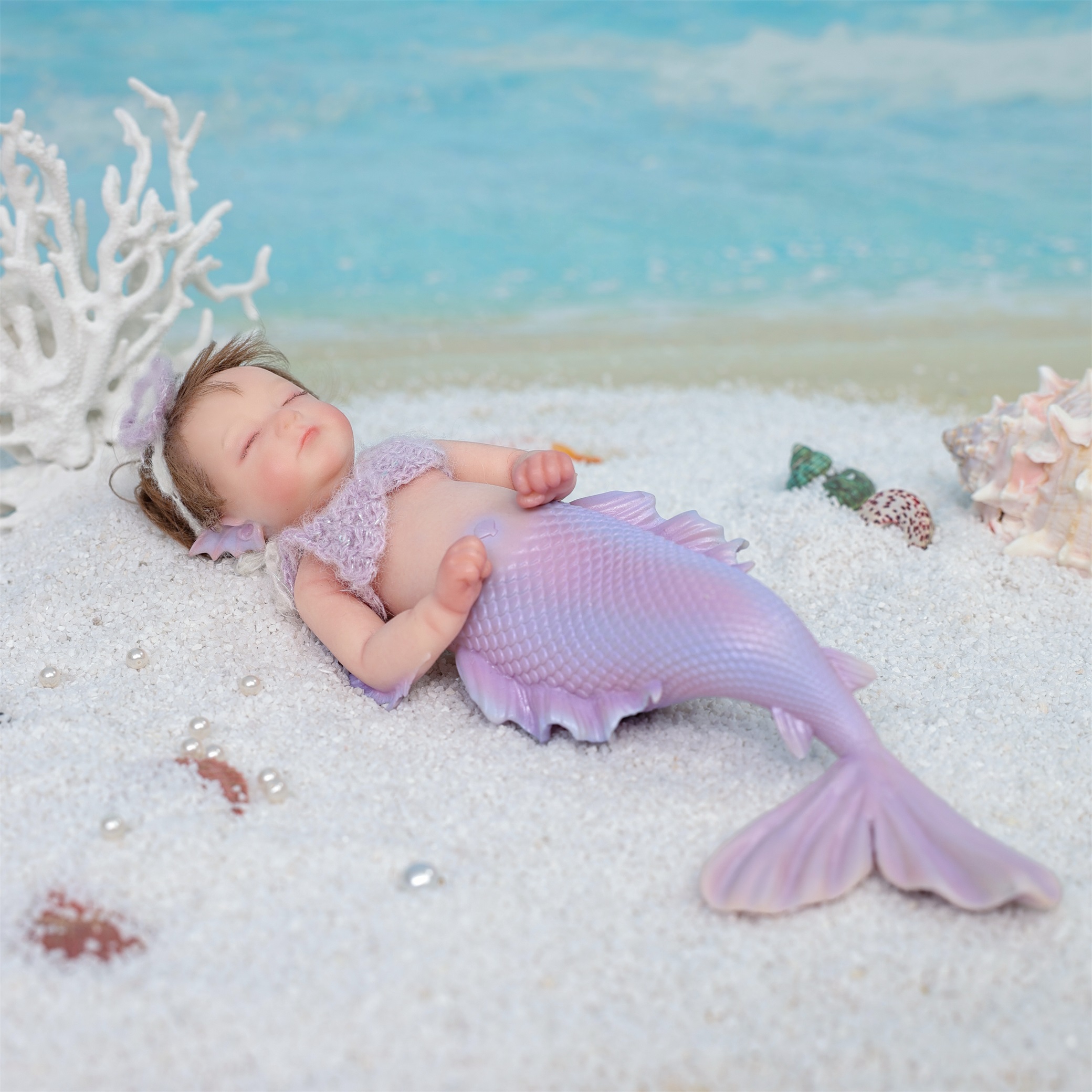 30cm/12inch Silicone mermaid handmade hair transplant simulated skin is soft, pinchable and washable