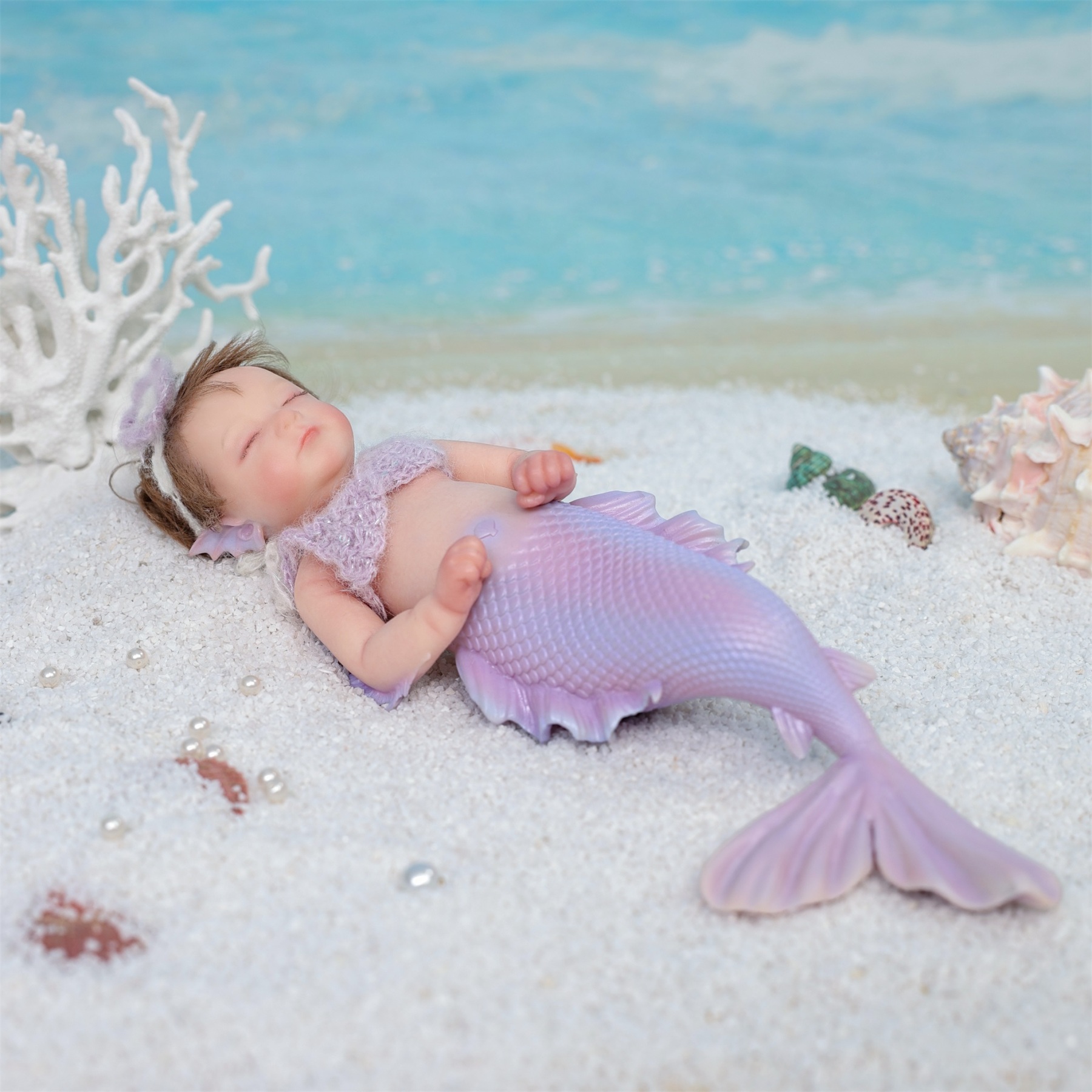 30cm/12inch Silicone mermaid handmade hair transplant simulated skin is soft, pinchable and washable