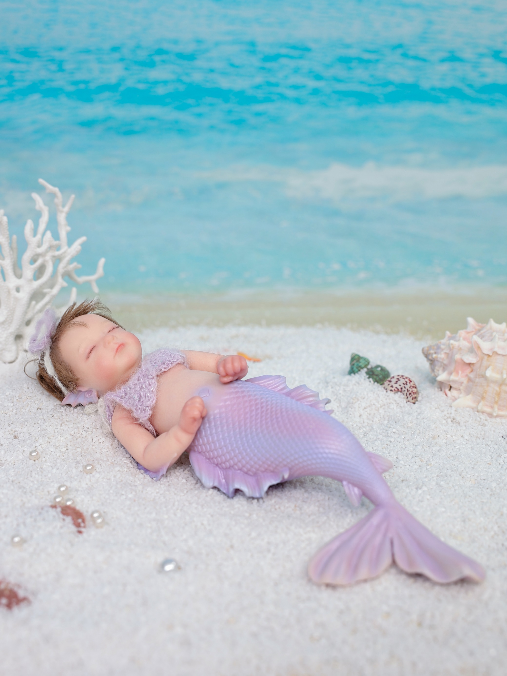 30cm/12inch Silicone mermaid handmade hair transplant simulated skin is soft, pinchable and washable