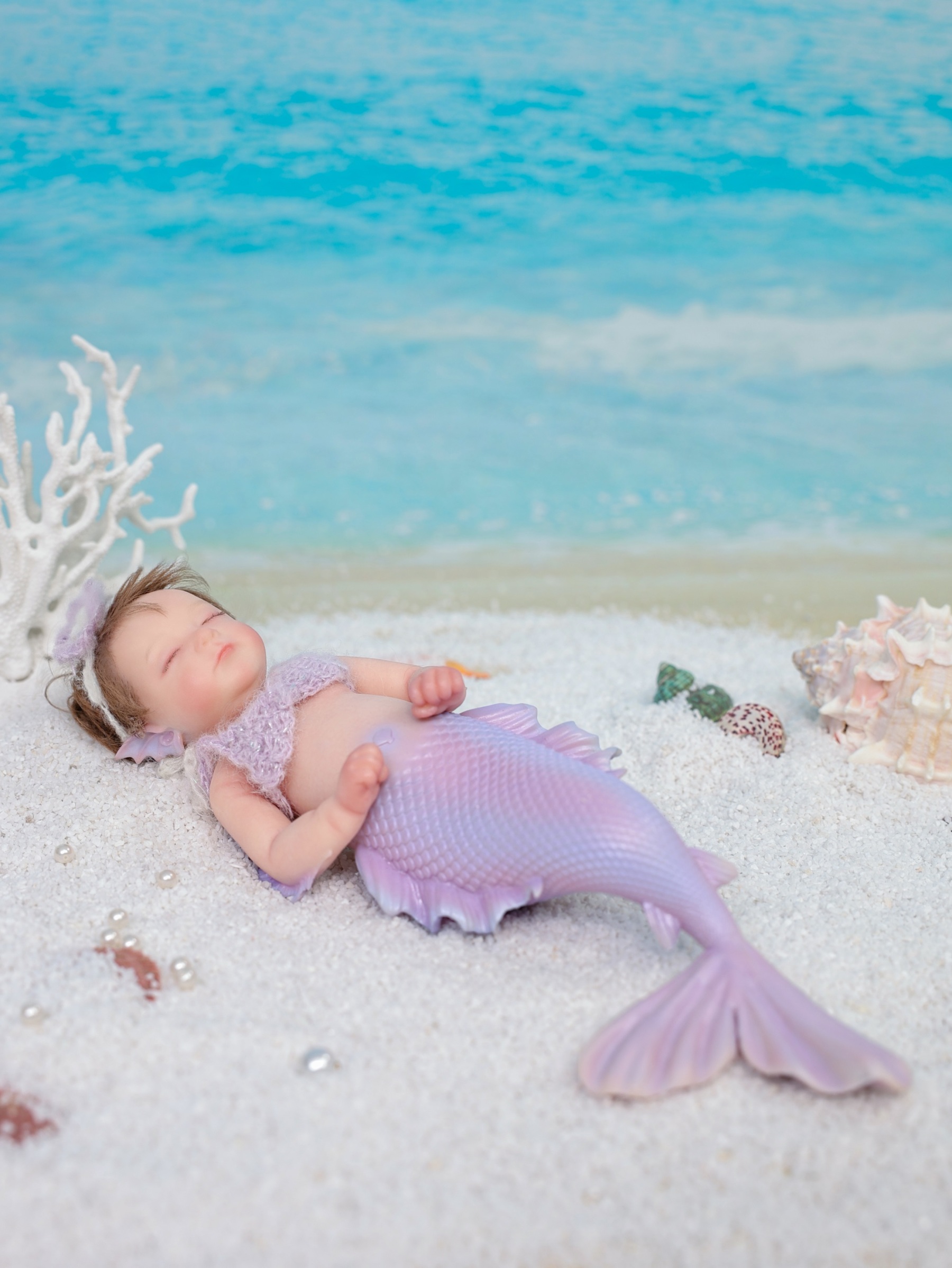 30cm/12inch Silicone mermaid handmade hair transplant simulated skin is soft, pinchable and washable