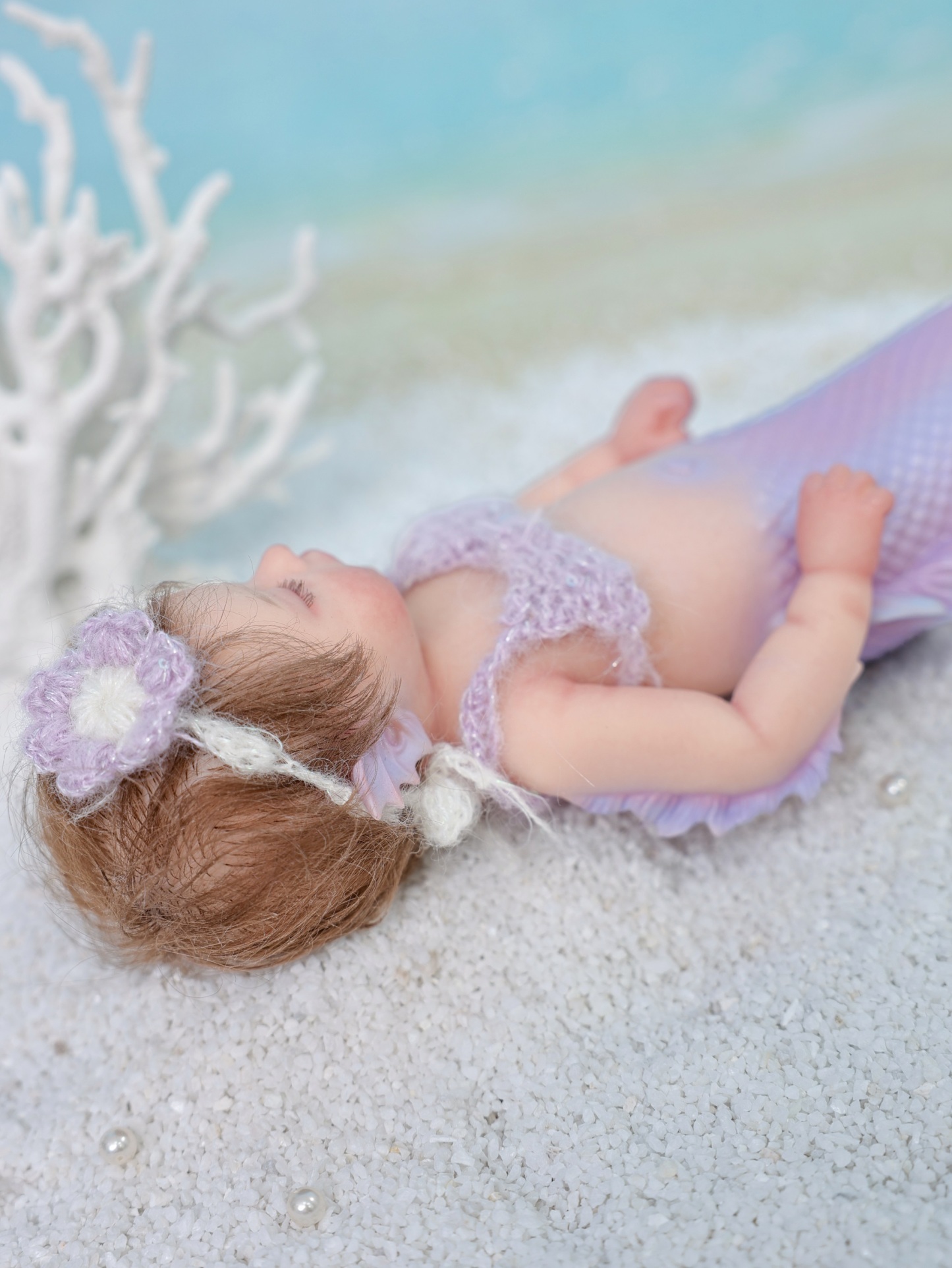 30cm/12inch Silicone mermaid handmade hair transplant simulated skin is soft, pinchable and washable