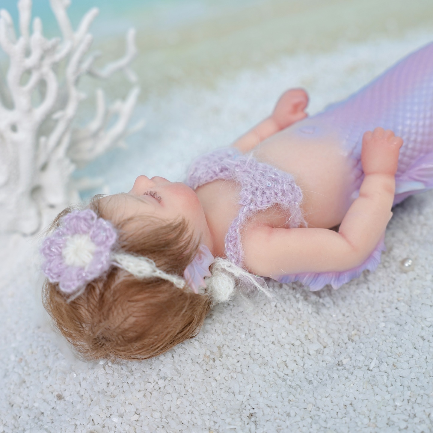 30cm/12inch Silicone mermaid handmade hair transplant simulated skin is soft, pinchable and washable