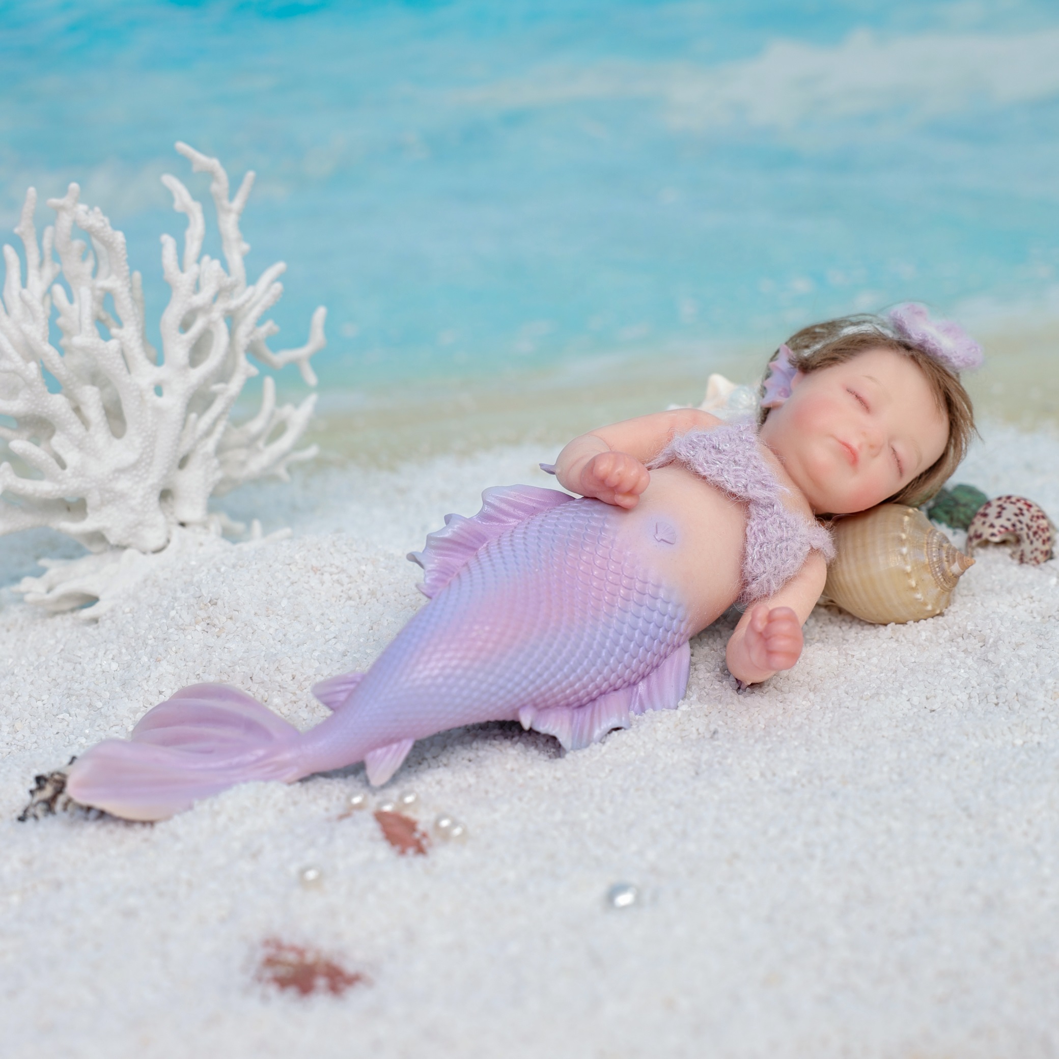 30cm/12inch Silicone mermaid handmade hair transplant simulated skin is soft, pinchable and washable