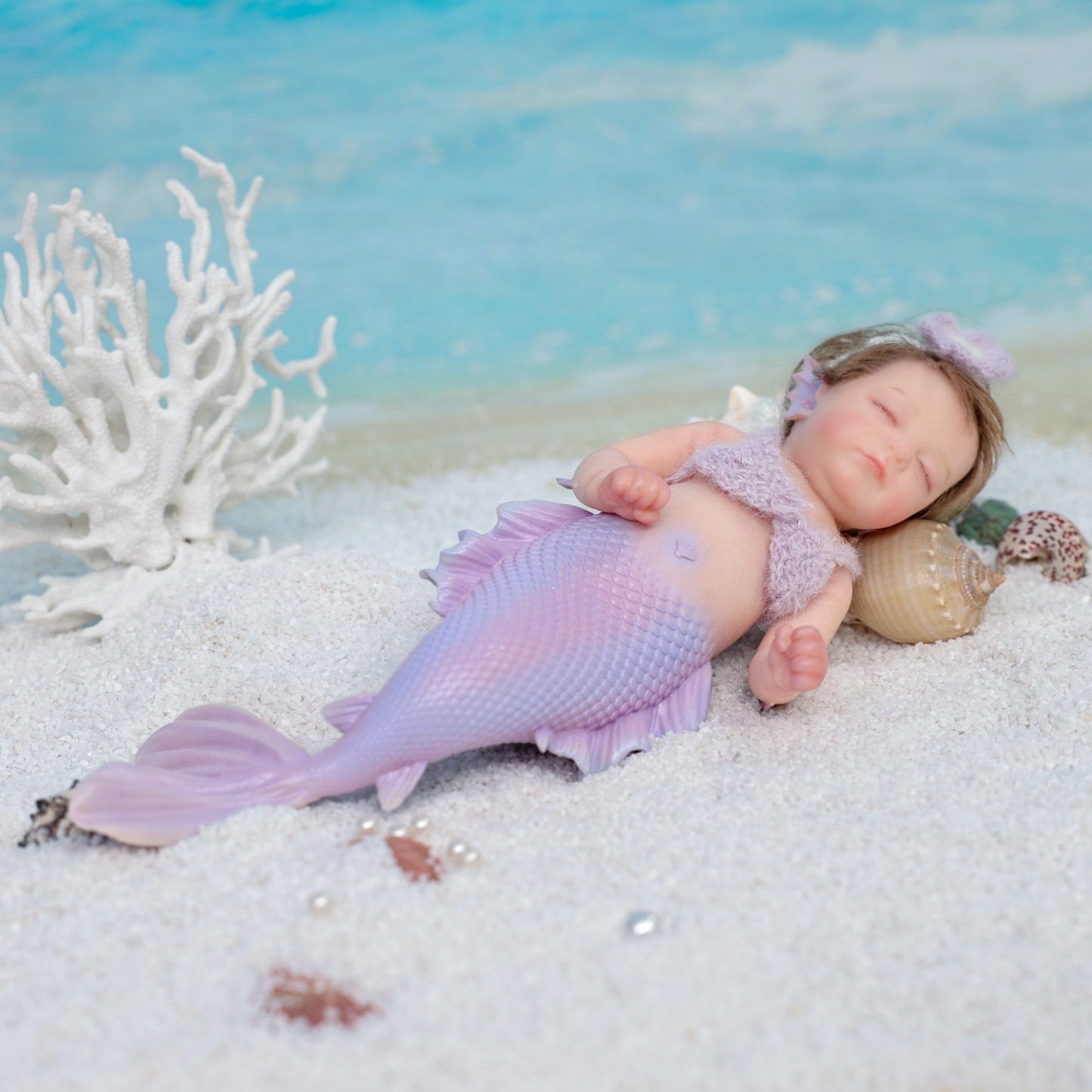 30cm/12inch Silicone mermaid handmade hair transplant simulated skin is soft, pinchable and washable