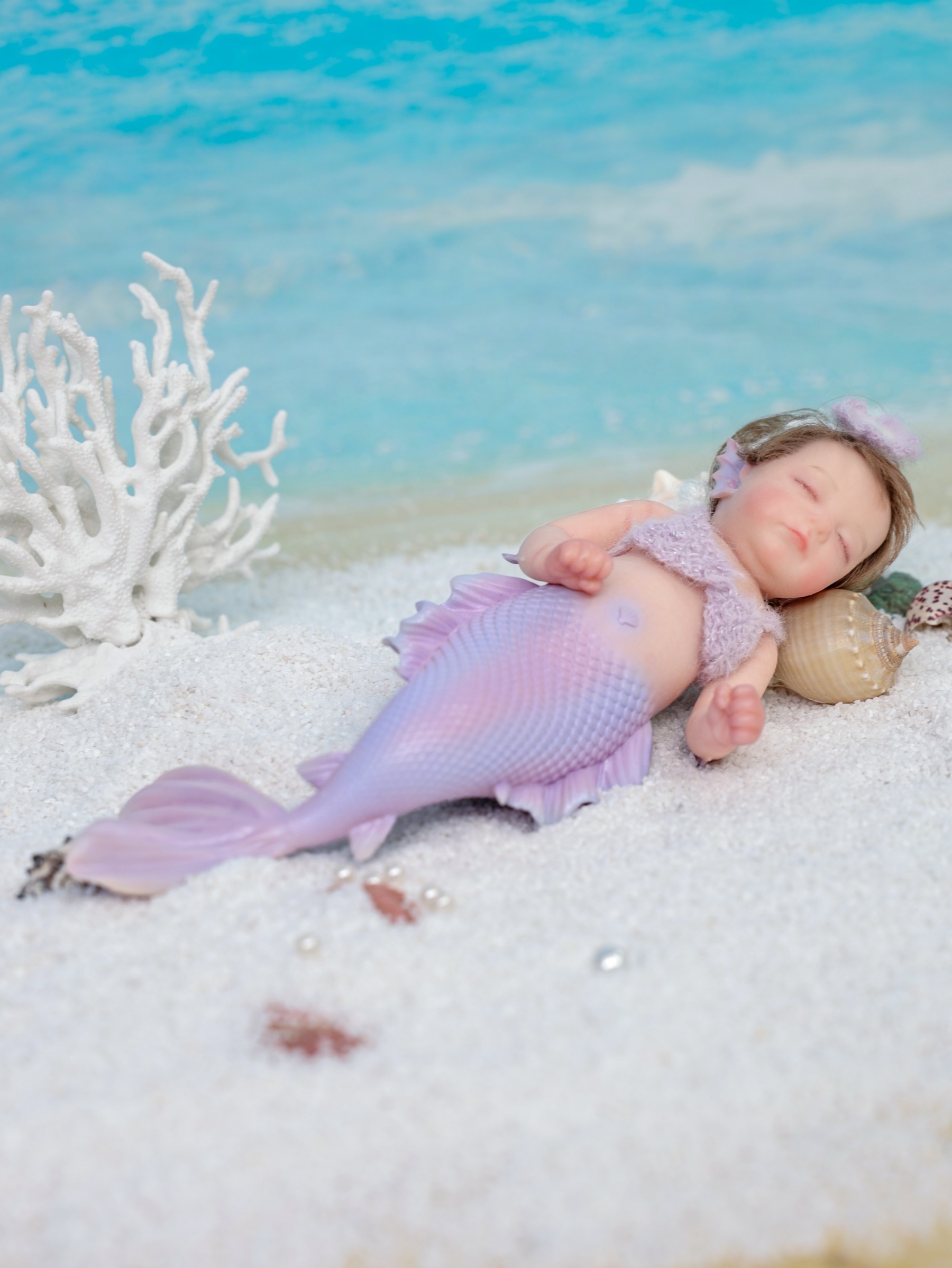 30cm/12inch Silicone mermaid handmade hair transplant simulated skin is soft, pinchable and washable