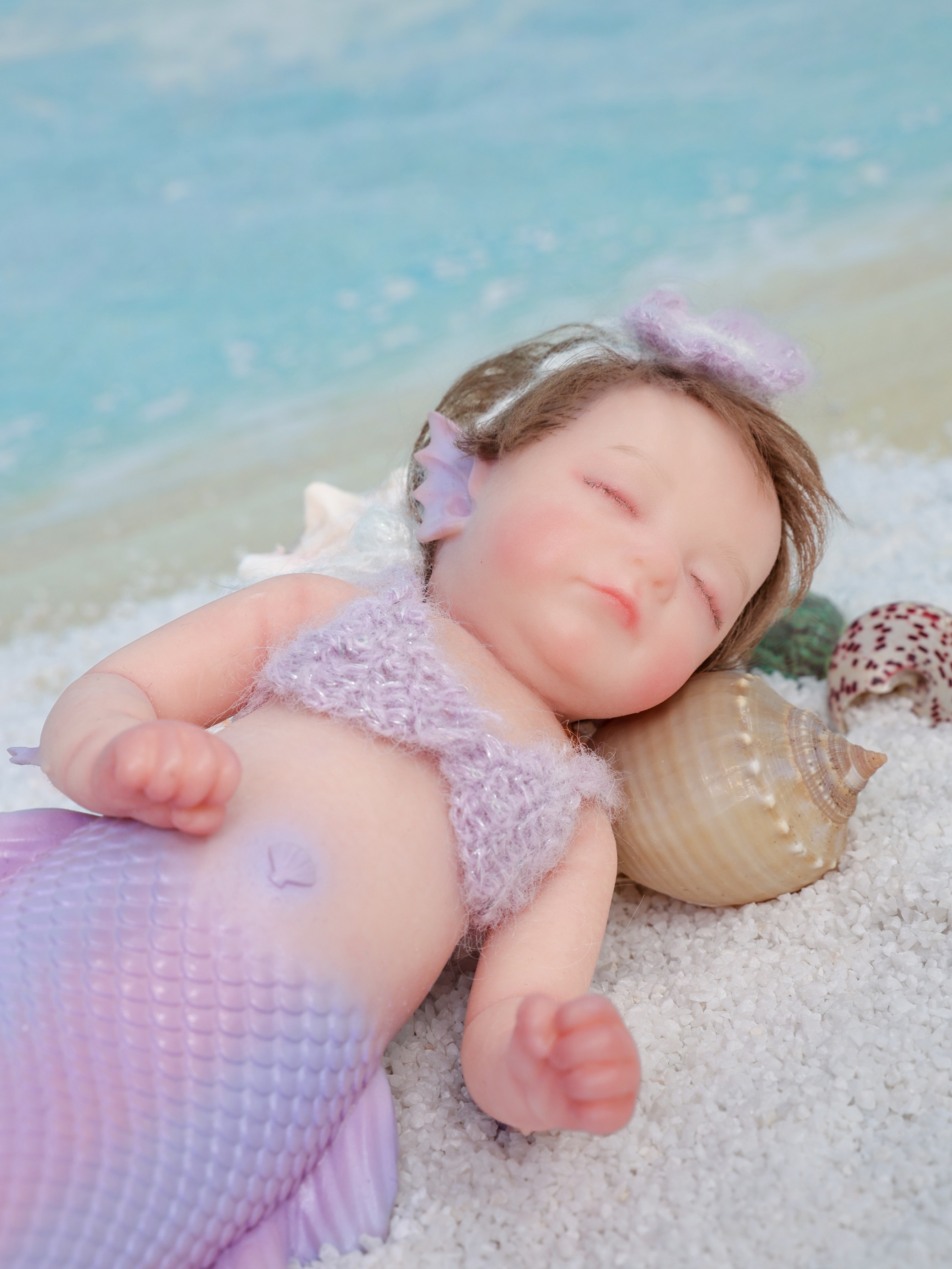 30cm/12inch Silicone mermaid handmade hair transplant simulated skin is soft, pinchable and washable