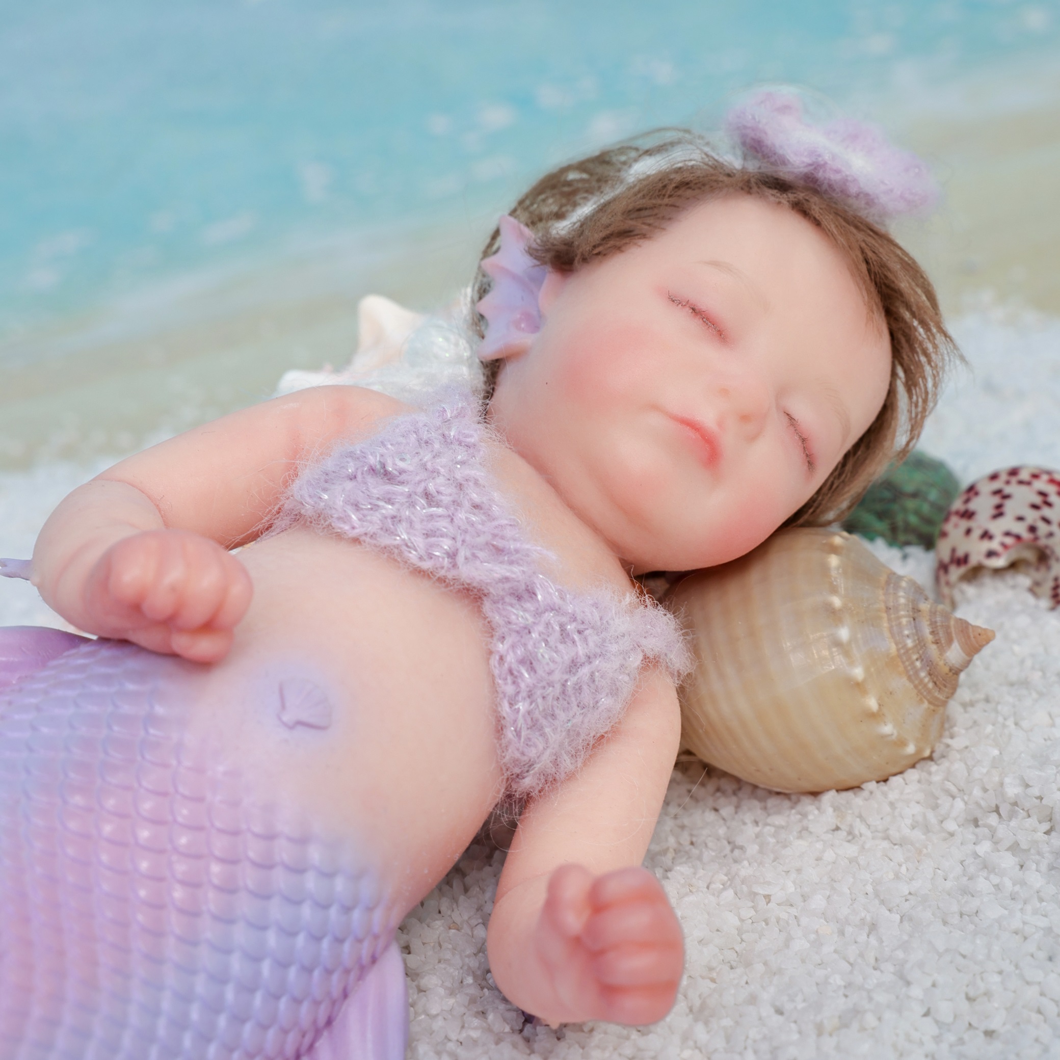 30cm/12inch Silicone mermaid handmade hair transplant simulated skin is soft, pinchable and washable