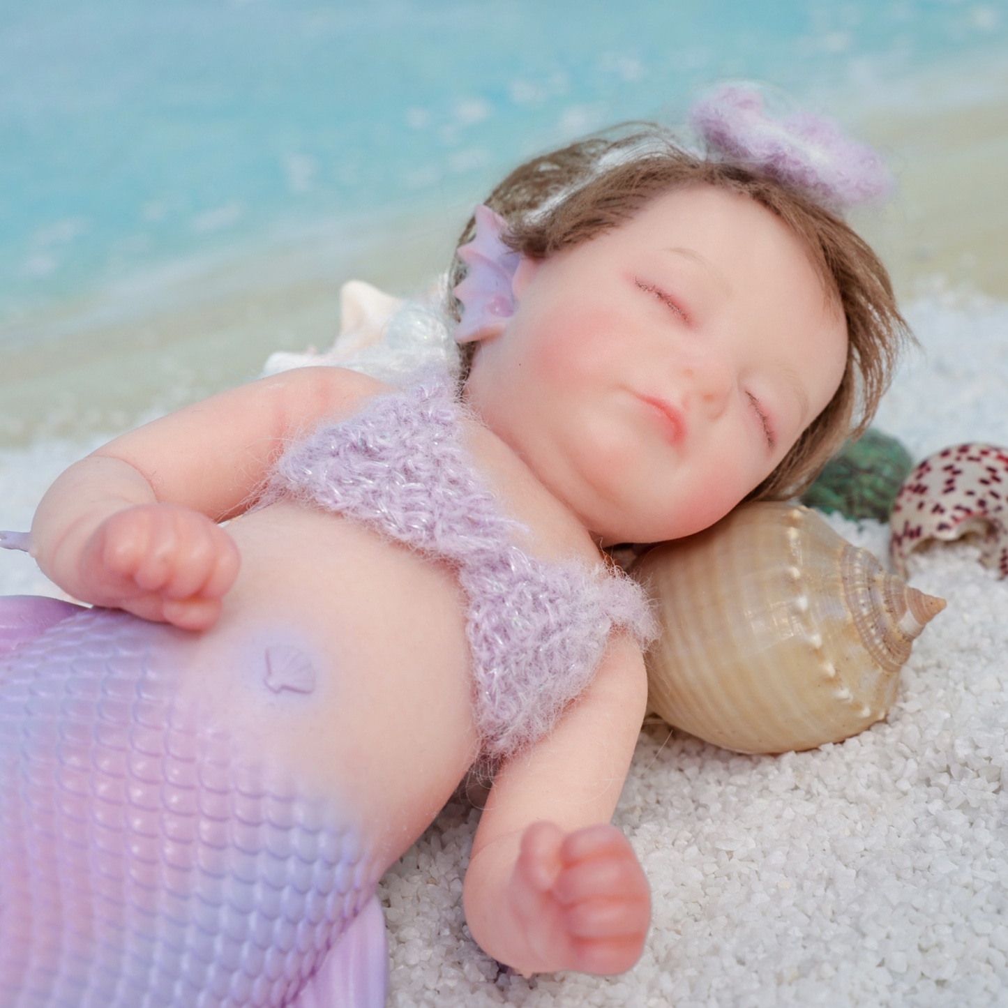 30cm/12inch Silicone mermaid handmade hair transplant simulated skin is soft, pinchable and washable