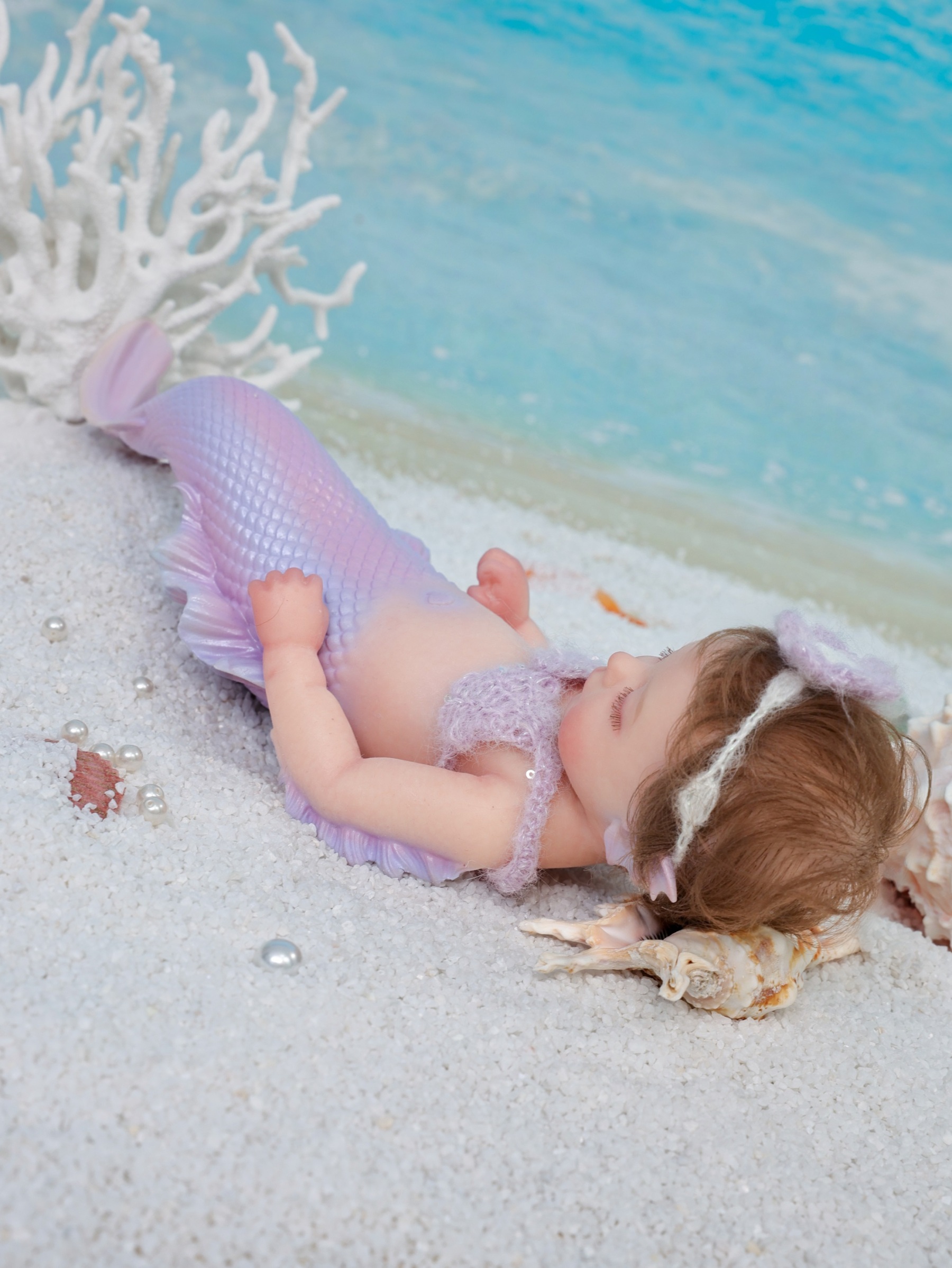 30cm/12inch Silicone mermaid handmade hair transplant simulated skin is soft, pinchable and washable