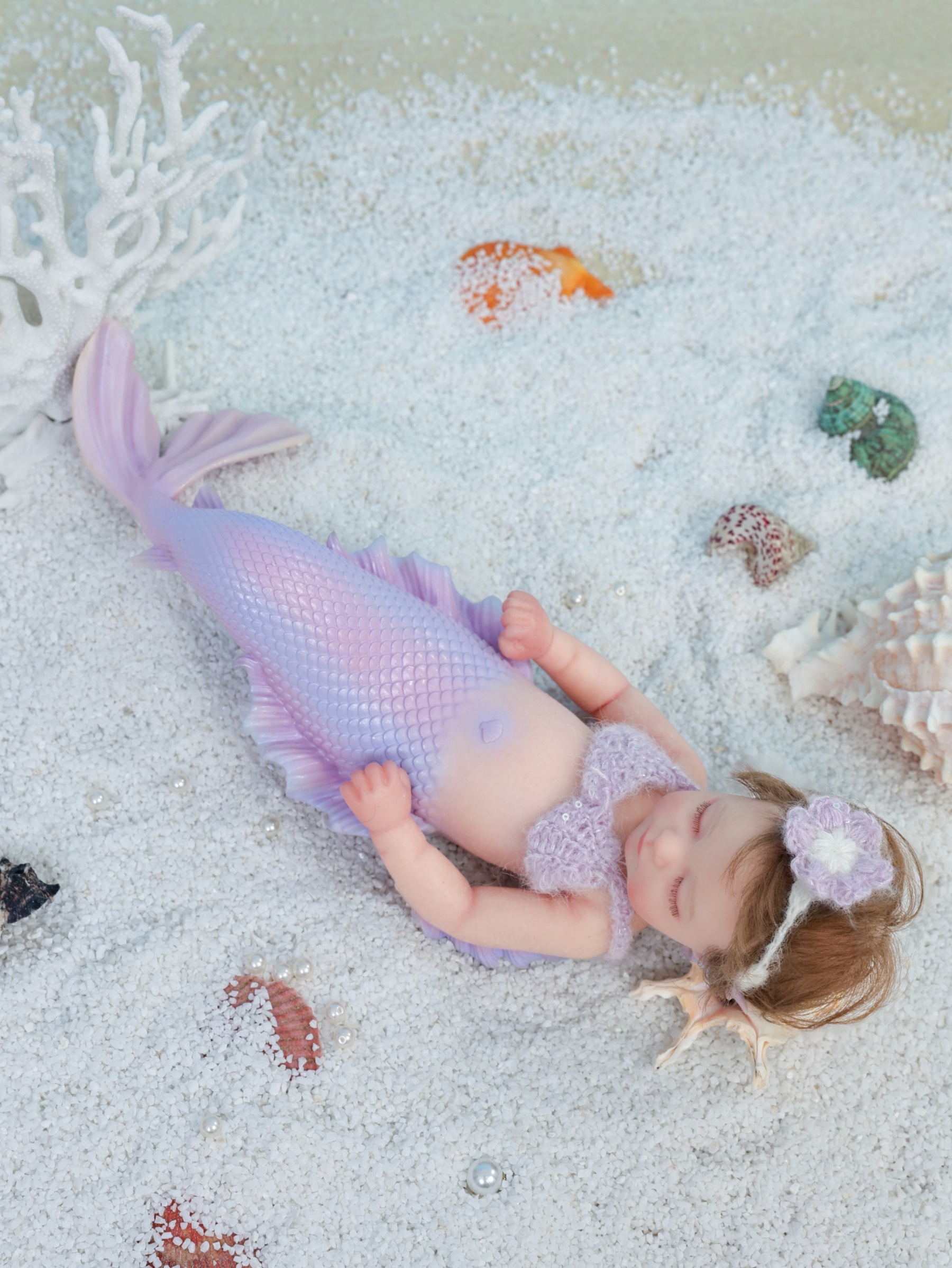 30cm/12inch Silicone mermaid handmade hair transplant simulated skin is soft, pinchable and washable