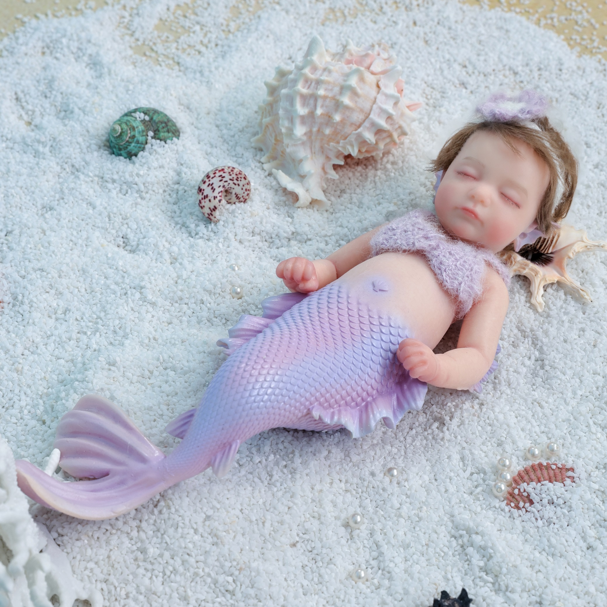 30cm/12inch Silicone mermaid handmade hair transplant simulated skin is soft, pinchable and washable