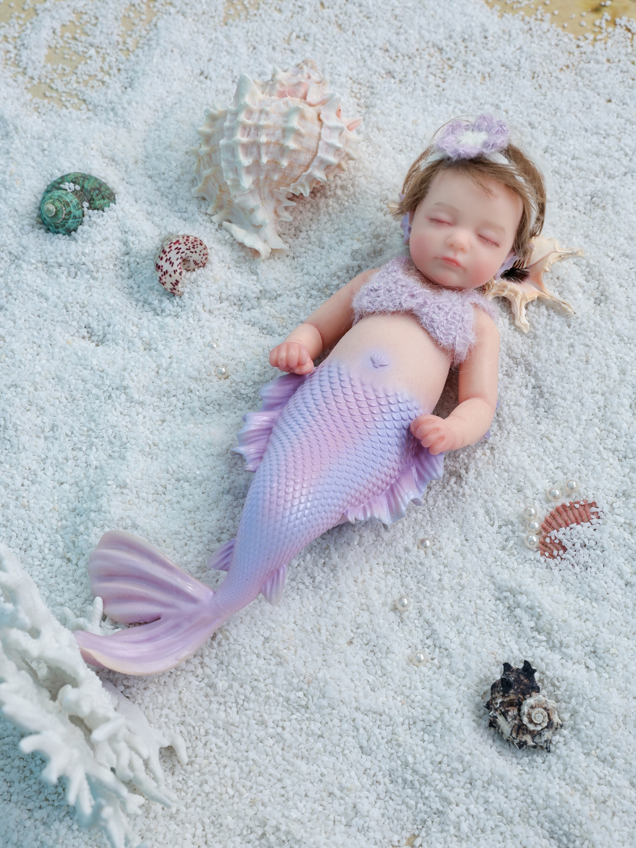 30cm/12inch Silicone mermaid handmade hair transplant simulated skin is soft, pinchable and washable