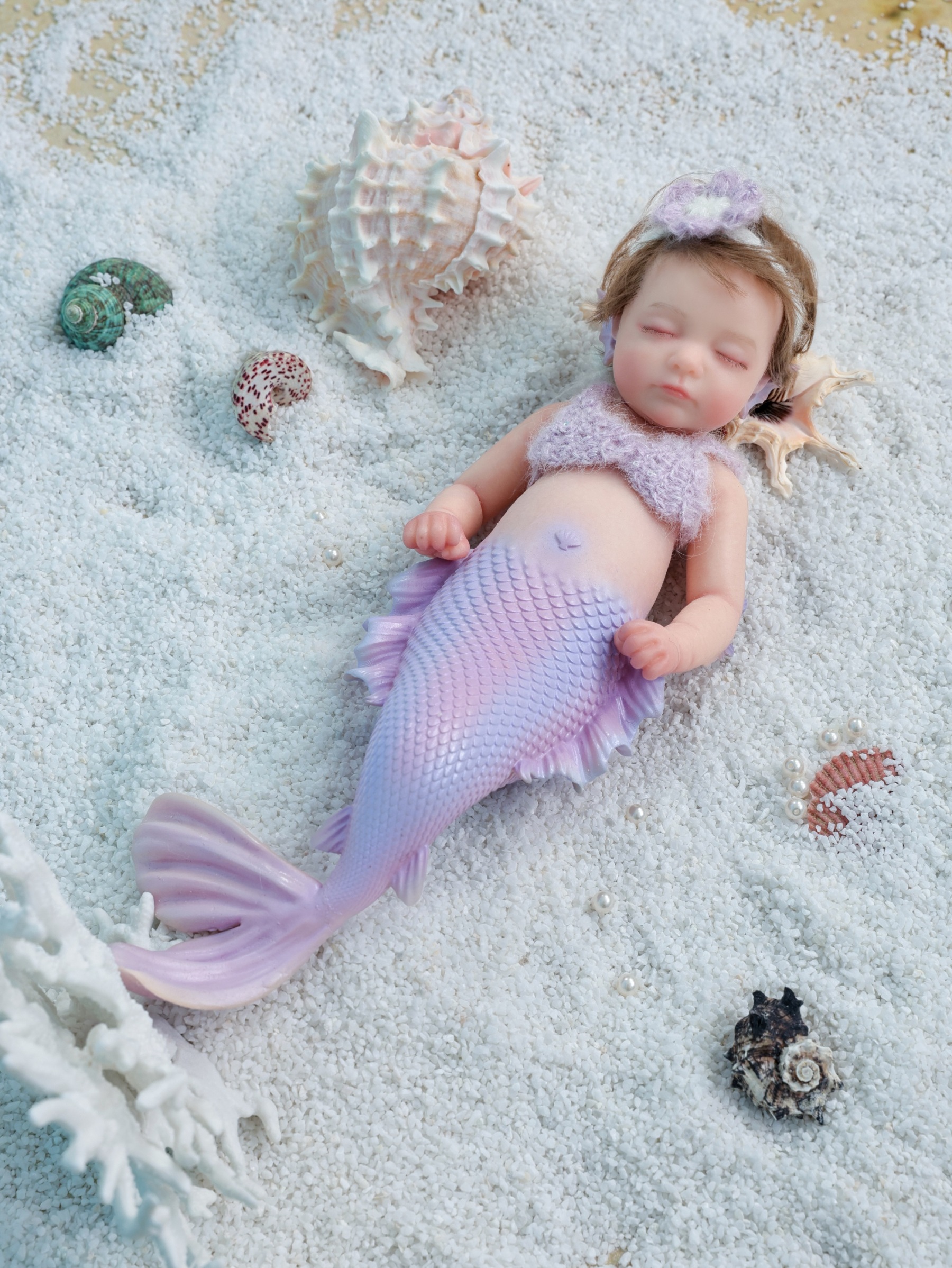 30cm/12inch Silicone mermaid handmade hair transplant simulated skin is soft, pinchable and washable