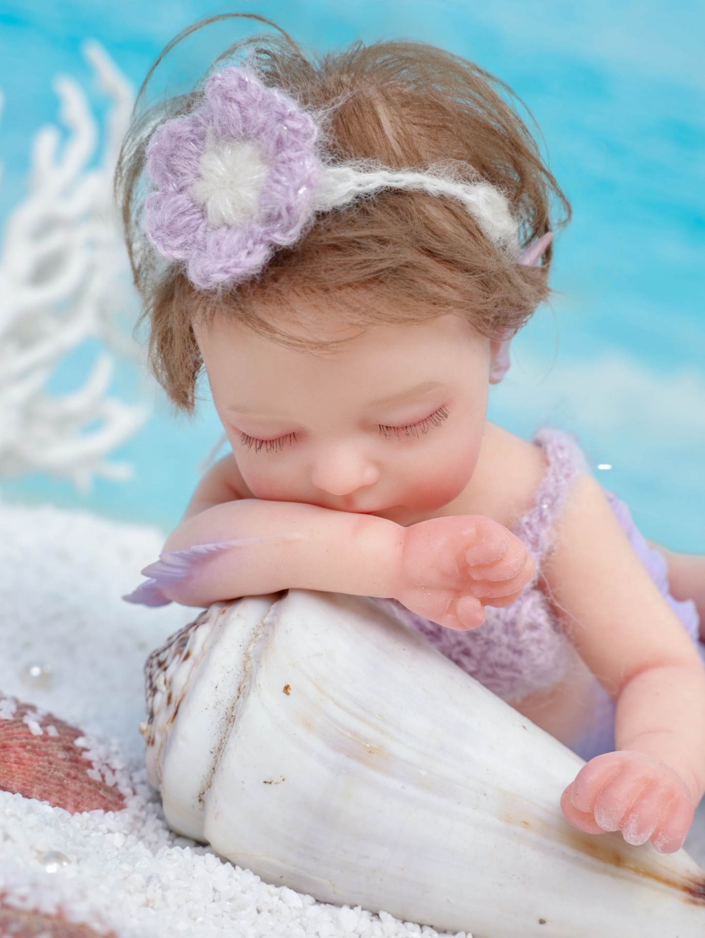 30cm/12inch Silicone mermaid handmade hair transplant simulated skin is soft, pinchable and washable