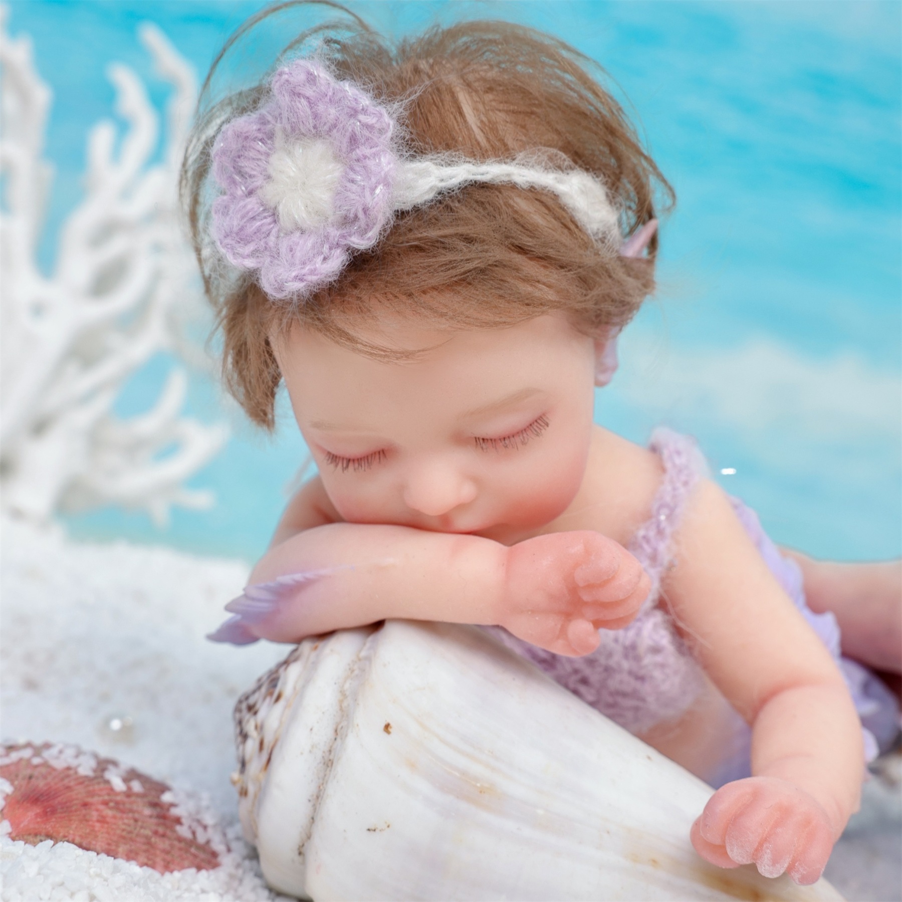 30cm/12inch Silicone mermaid handmade hair transplant simulated skin is soft, pinchable and washable