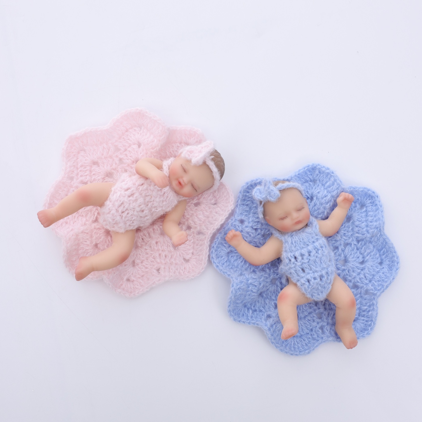 10cm/4Inch Lifelike Silicone Reborn Girl Baby Doll 4/5 Inch(Blue)