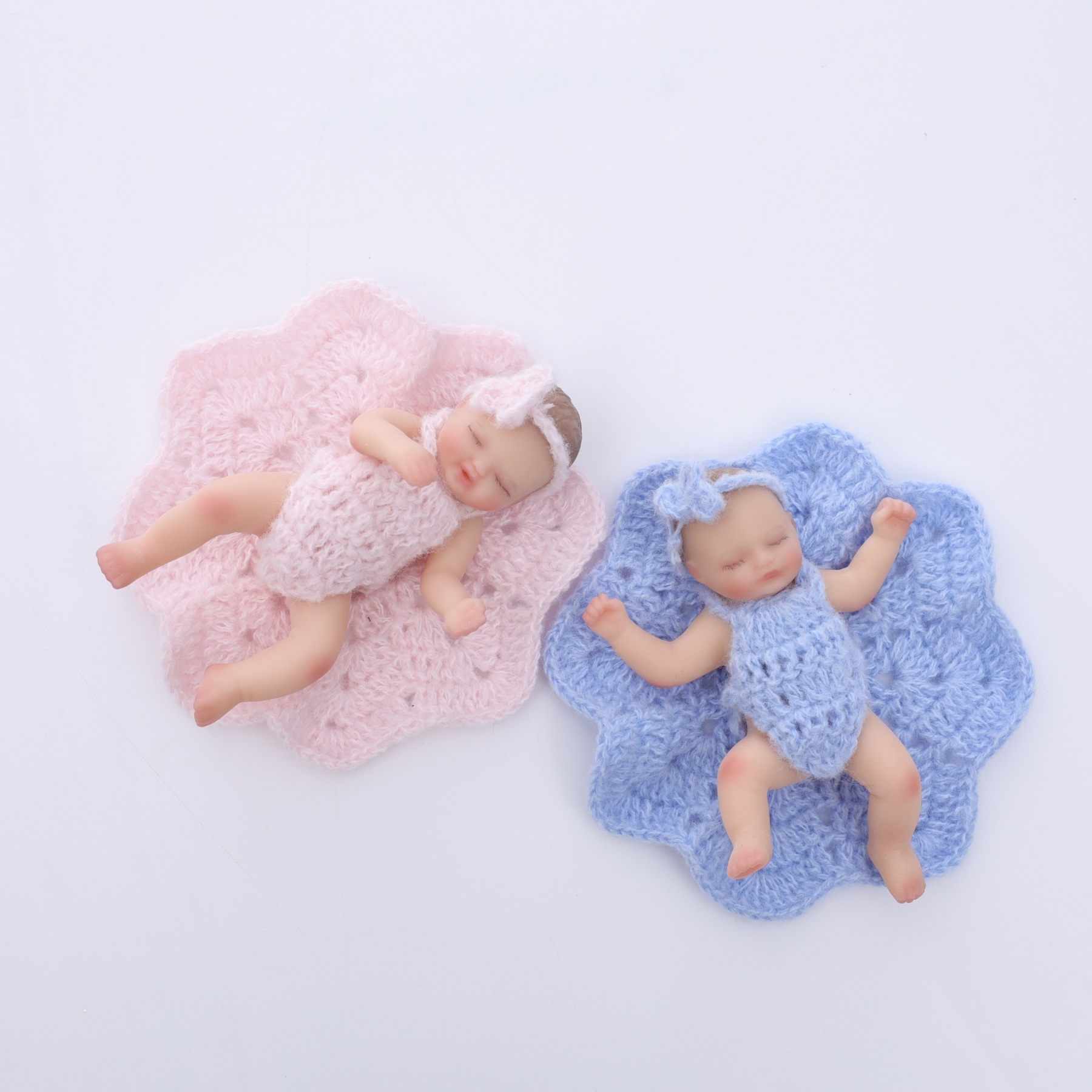 10cm/4Inch Lifelike Silicone Reborn Girl Baby Doll 4/5 Inch(Blue)