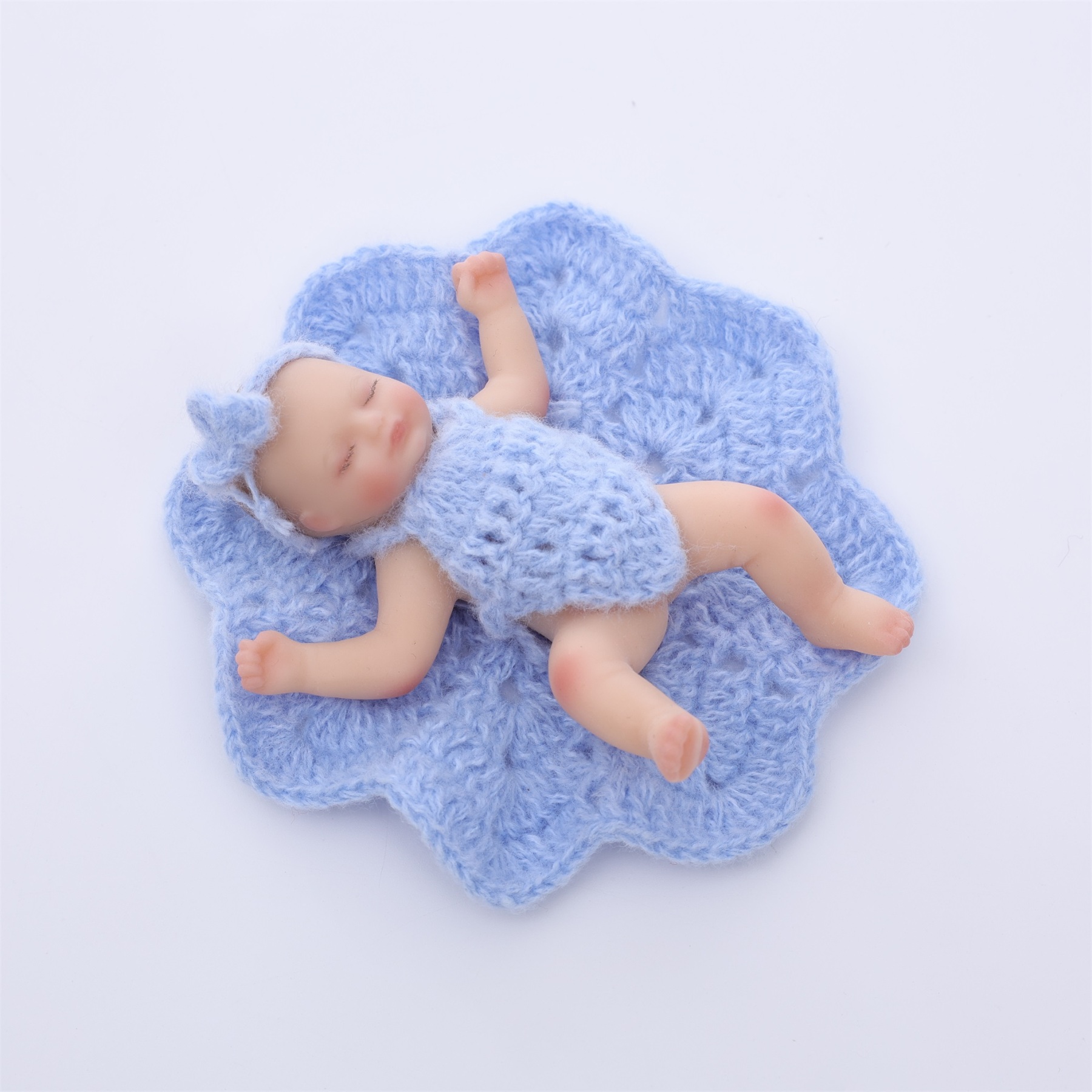 10cm/4Inch Lifelike Silicone Reborn Girl Baby Doll 4/5 Inch(Blue)