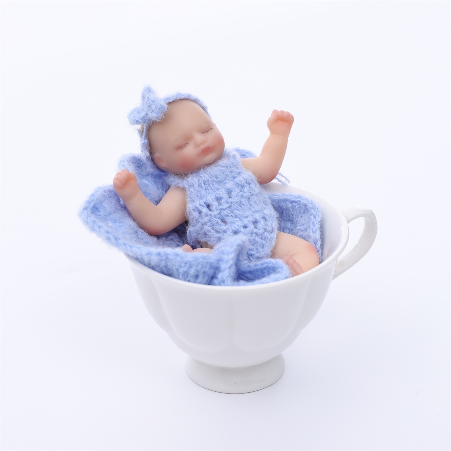 10cm/4Inch Lifelike Silicone Reborn Girl Baby Doll 4/5 Inch(Blue)