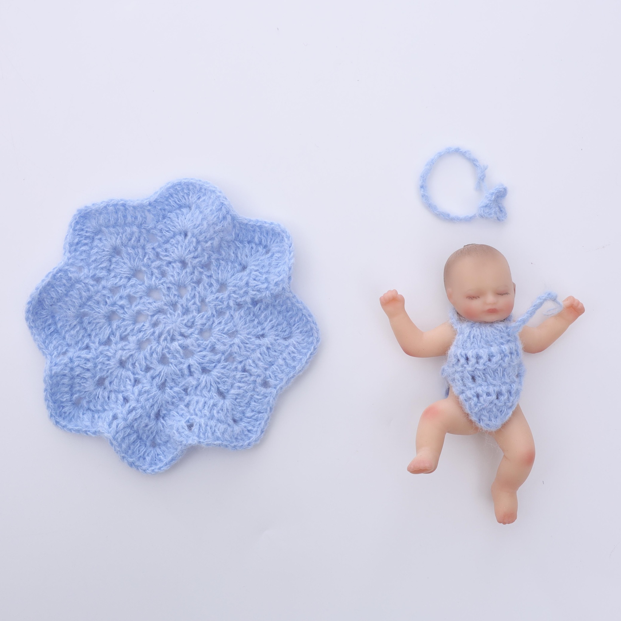 10cm/4Inch Lifelike Silicone Reborn Girl Baby Doll 4/5 Inch(Blue)