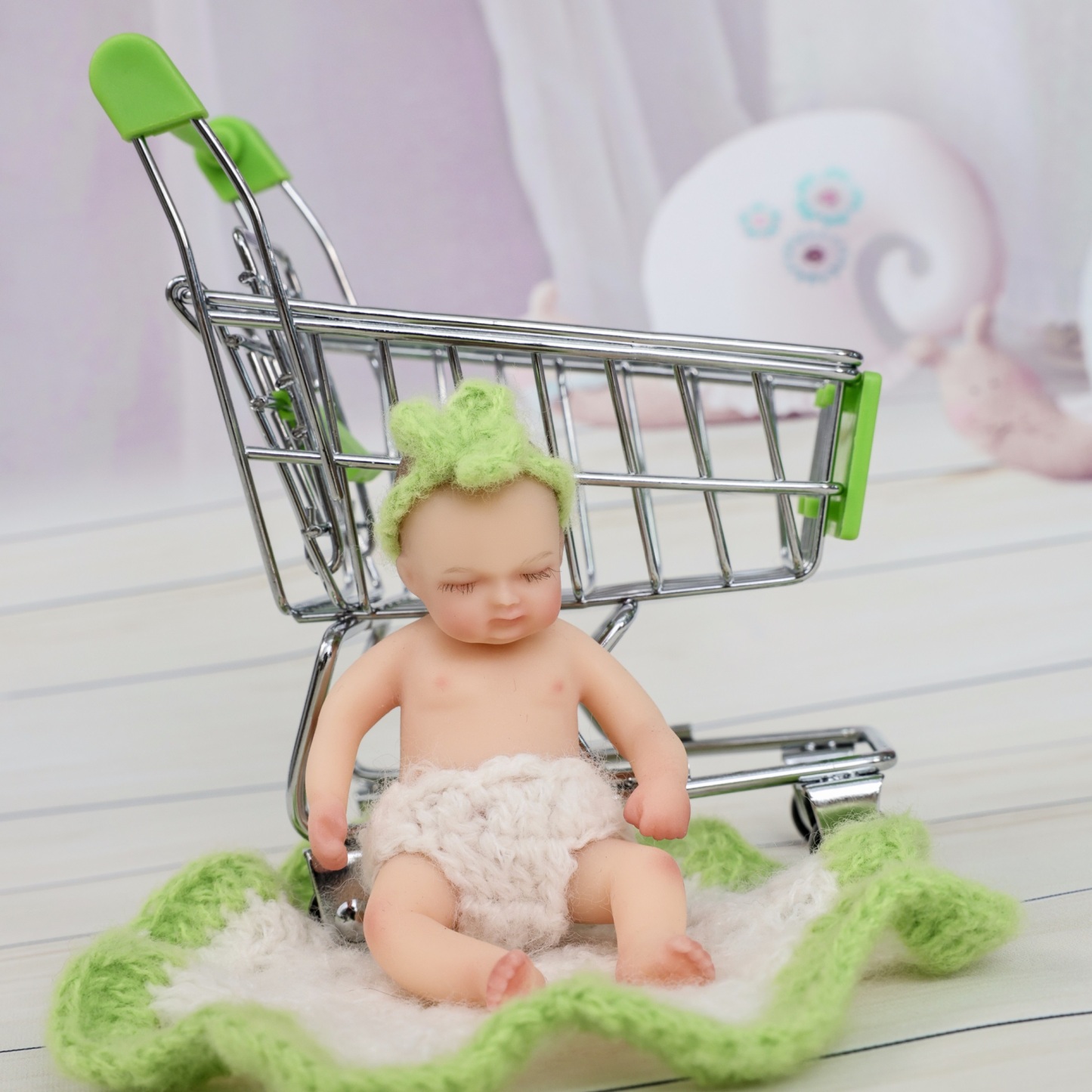 10cm/4Inch Lifelike Silicone Reborn Girl Baby Doll 
