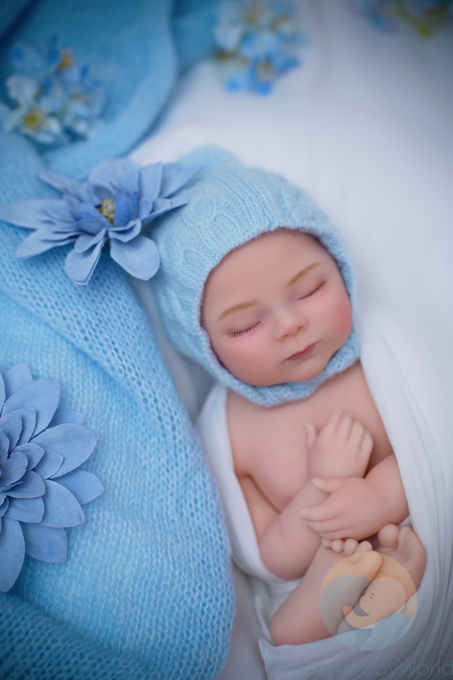 40cm/16inch Soft Silicone Elastic Closed Eyes Reborn Baby Girl Doll