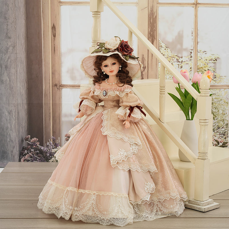 Victoire- 55cm/22Inch Antique Palace-Style Victorian Porcelain Dolls with Gorgeous Dress