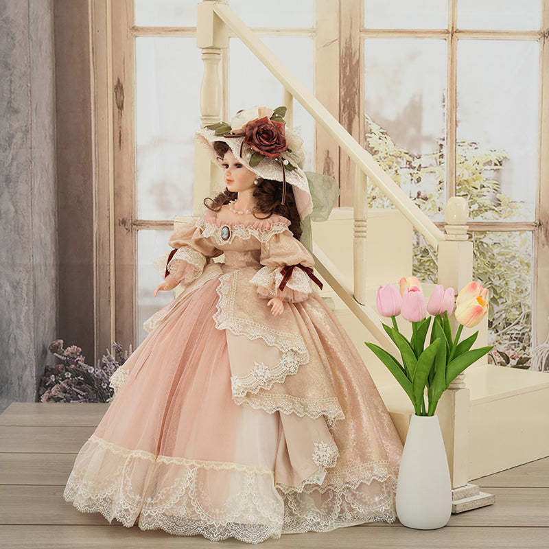 Victoire- 55cm/22Inch Antique Palace-Style Victorian Porcelain Dolls with Gorgeous Dress