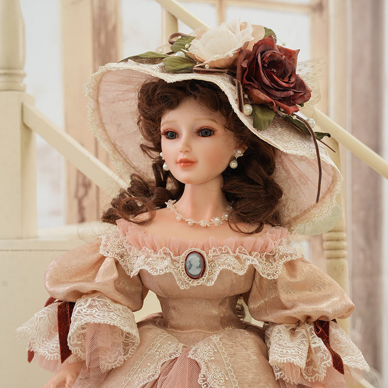 Victoire- 55cm/22Inch Antique Palace-Style Victorian Porcelain Dolls with Gorgeous Dress
