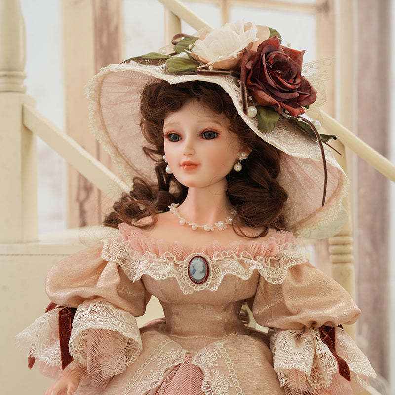 Victoire- 55cm/22Inch Antique Palace-Style Victorian Porcelain Dolls with Gorgeous Dress
