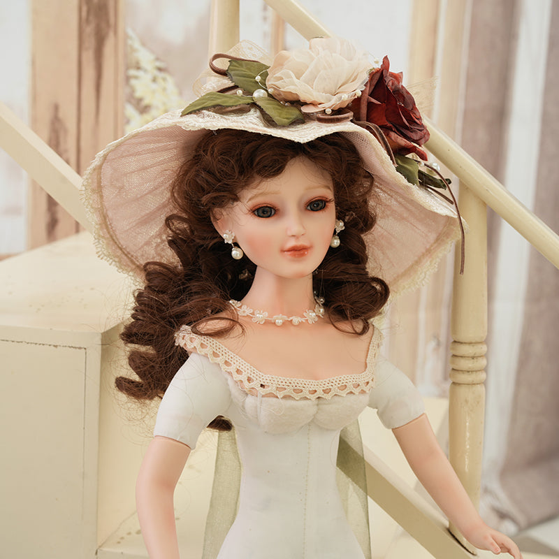 Victoire- 55cm/22Inch Antique Palace-Style Victorian Porcelain Dolls with Gorgeous Dress