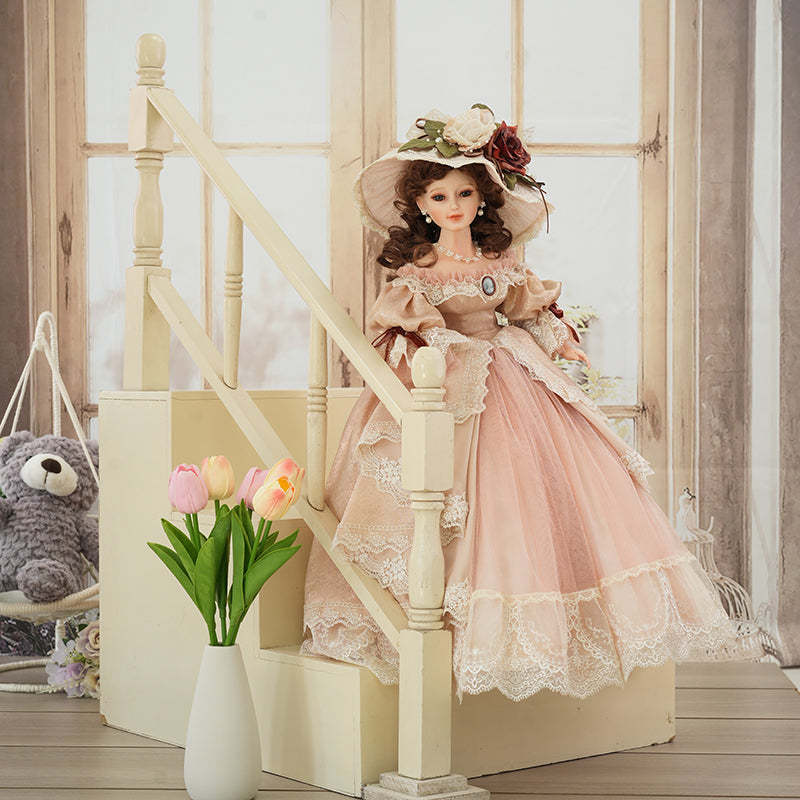 Victoire- 55cm/22Inch Antique Palace-Style Victorian Porcelain Dolls with Gorgeous Dress