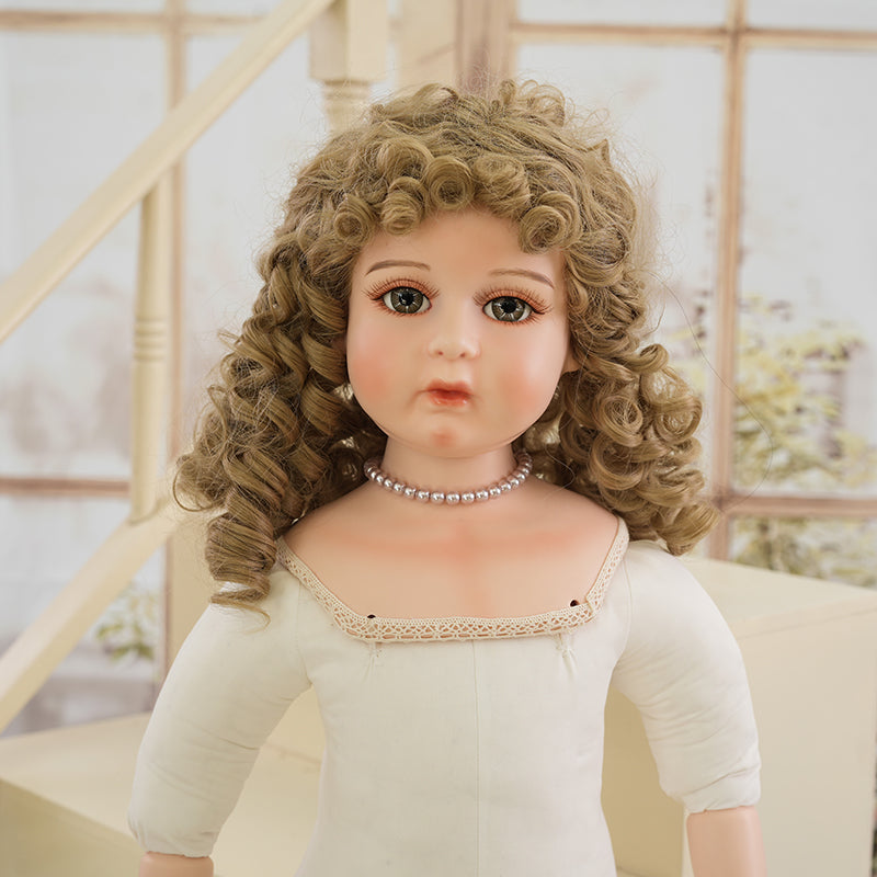 Isadora- 65cm/26Inch Antique Bisque Doll Porcelain Girl Doll with Gorgeous Dressing