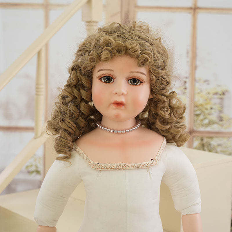 Isadora- 65cm/26Inch Antique Bisque Doll Porcelain Girl Doll with Gorgeous Dressing