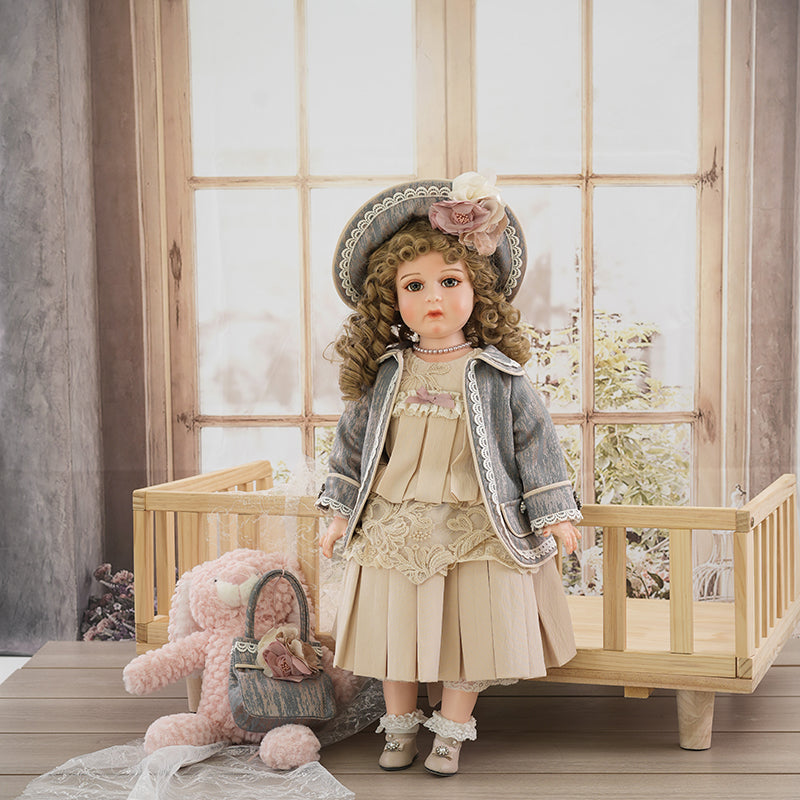 Isadora- 65cm/26Inch Antique Bisque Doll Porcelain Girl Doll with Gorgeous Dressing