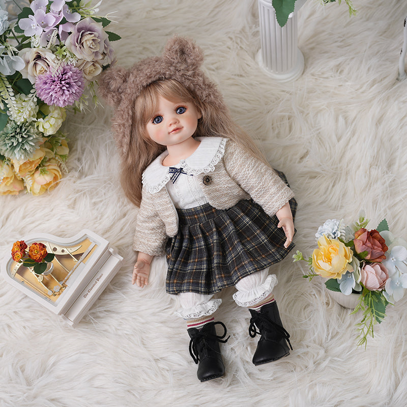 Lily- 40cm/16Inch Porcelain Fabric Country‑Style Dress-up Doll Collectible with Fully Hand‑Painted Face‑Up