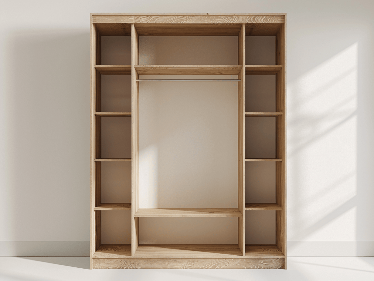 Kledingkast hout 180×60×200 cm – licht eiken – met open vakken en kledingroede