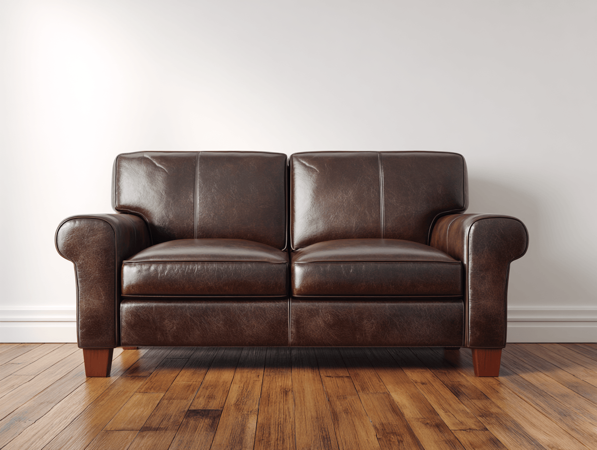 Leren 2-zitsbank 155×88×95 cm – donkerbruin – met klassieke armleuningen