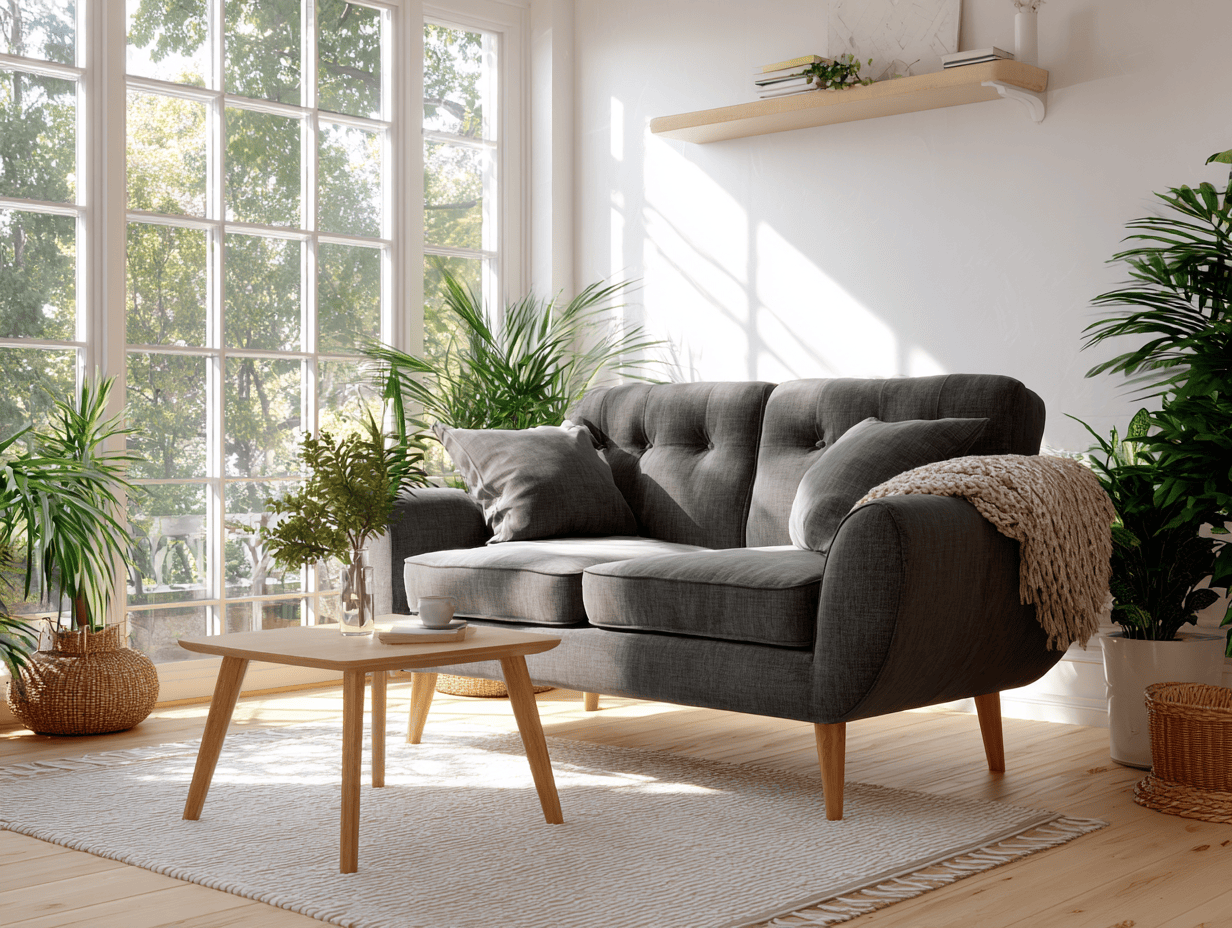 Tweepersoonsbank stof 165×90×85 cm – donkergrijs – Scandinavische stijl