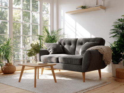 Tweepersoonsbank stof 165×90×85 cm – donkergrijs – Scandinavische stijl