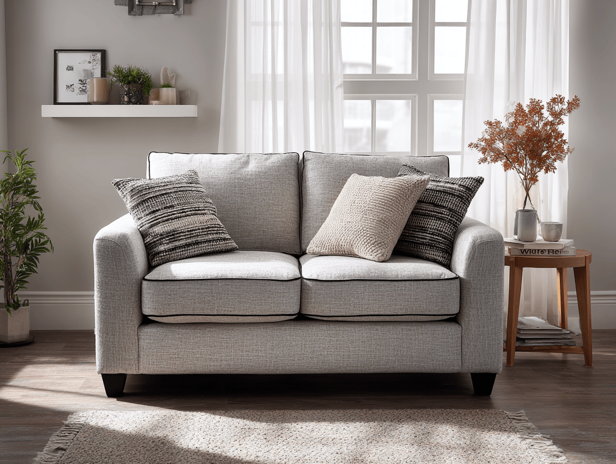 2-zitsbank 160×90×95 cm – lichtgrijs stof – modern design