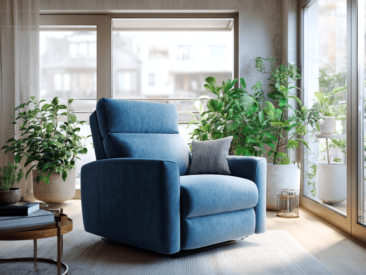 Relaxfauteuil stof 100×95×105 cm – blauw – moderne stijl met verstelbare rugleuning en voetensteun