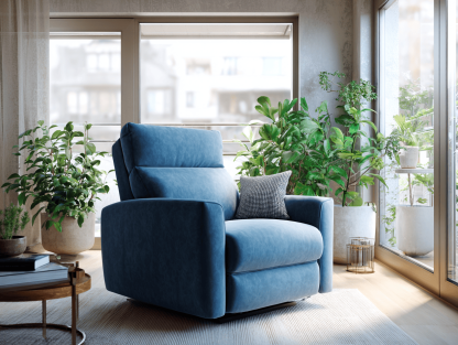 Relaxfauteuil stof 100×95×105 cm – blauw – moderne stijl met verstelbare rugleuning en voetensteun