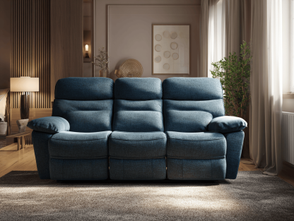 3-zits relaxbank in stof 210×95×105 cm – blauw – modern comfort met verstelbare functie