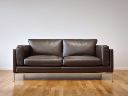 Leren 2-zitsbank 158×88×92 cm – donkerbruin – met metalen poten