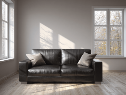 2-zitsbank echt leer 165×90×85 cm – zwart – modern design